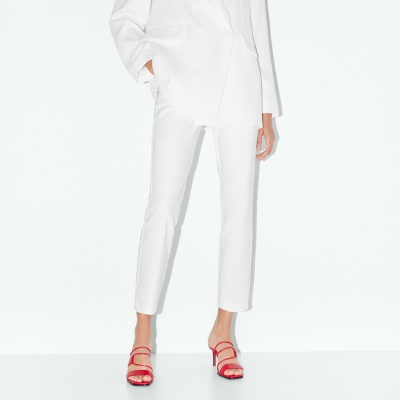 ZARA RED 100% LEATHER HEELED STRAPPY SANDALS - Picture 4 of 11